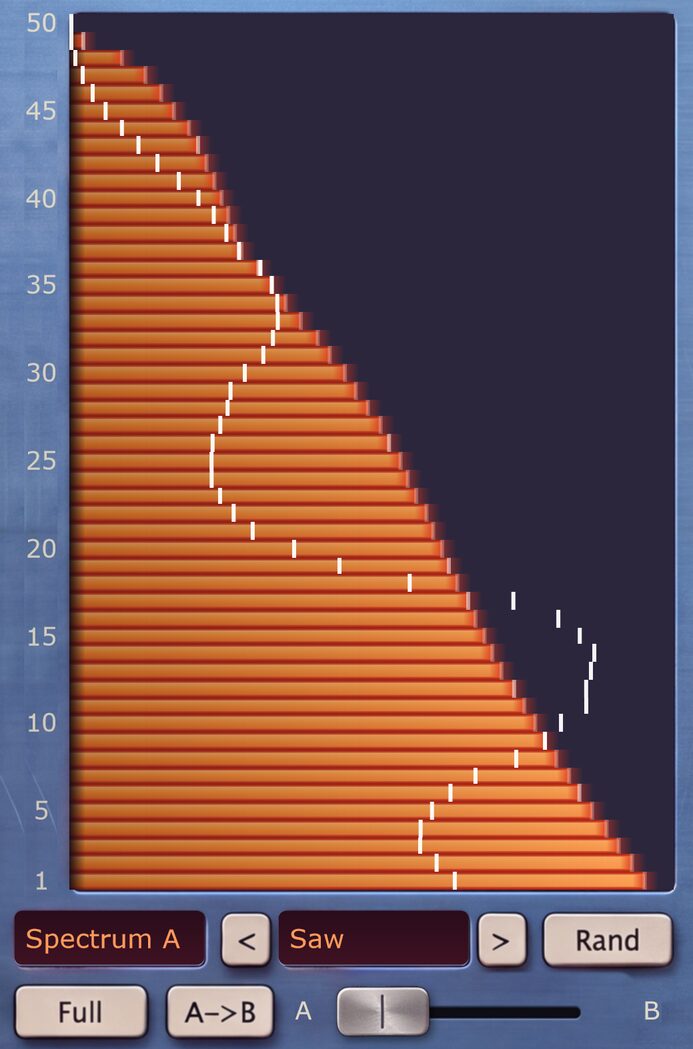 The harmonic bank on Spectrum A, with the View, Shape and Morph controls below it