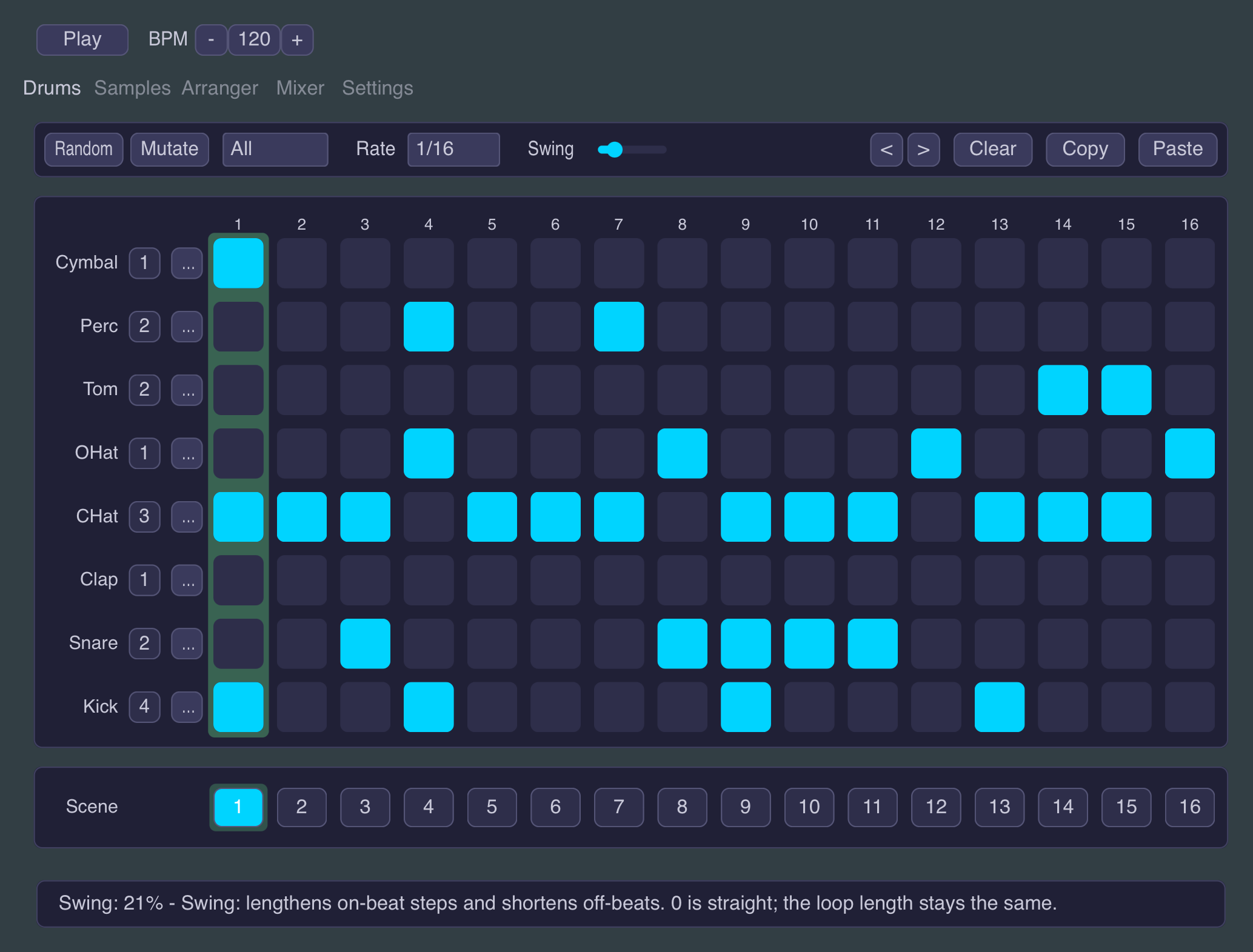 Little Drum Machine plugin interface