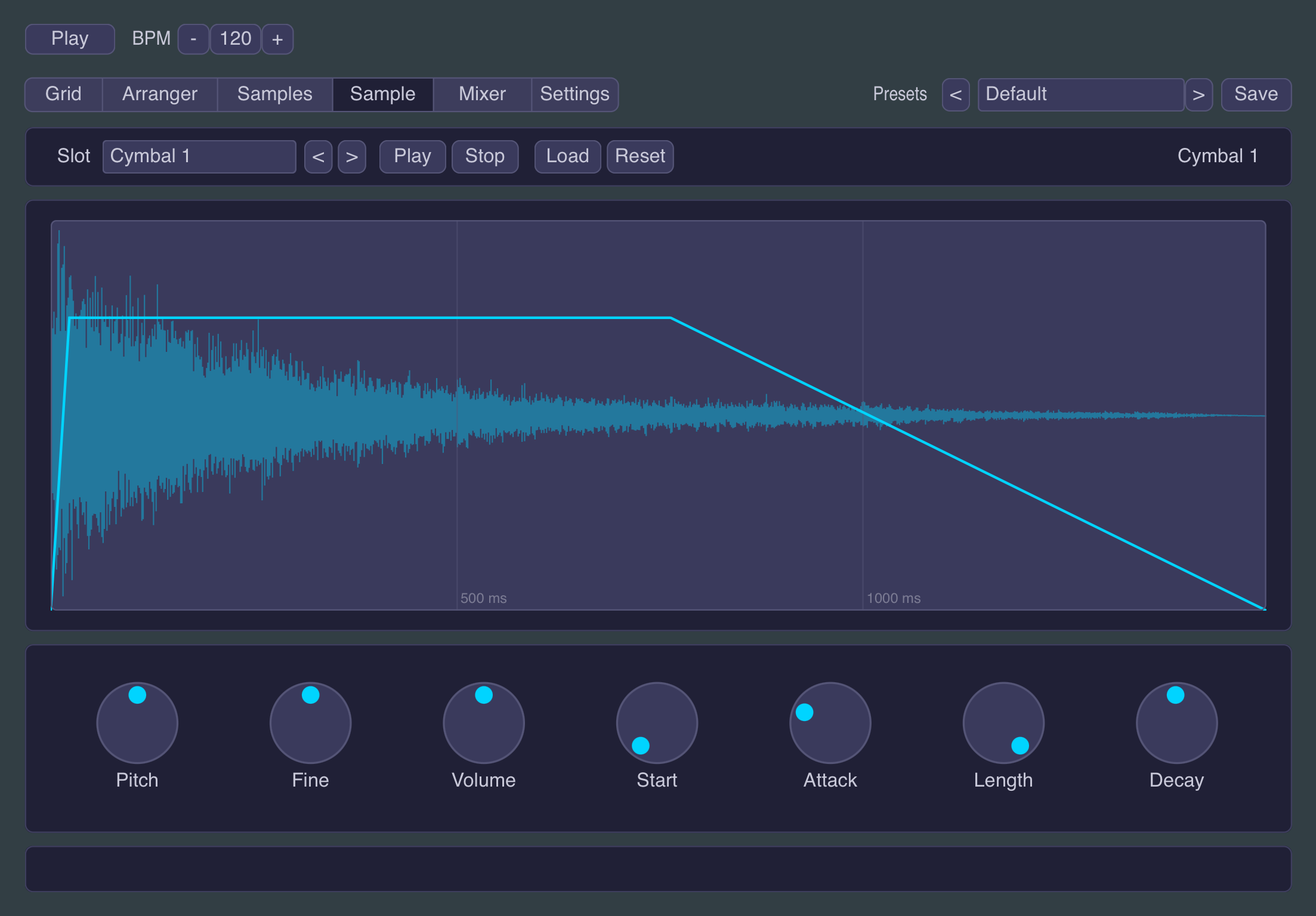 Little Drum Machine - the Sample tab