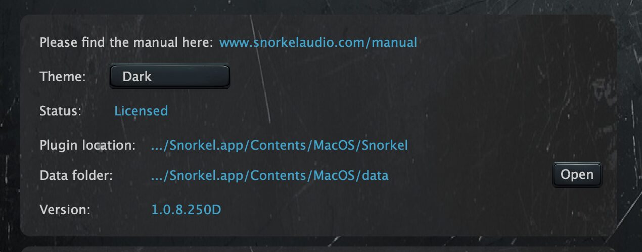 Snorkel: Settings tab